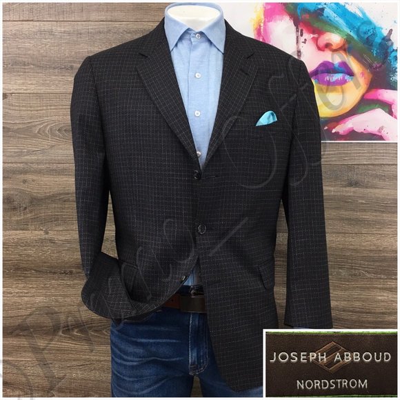 Joseph Abboud Mens‎ Blazer Sport Coat 3 Button Casual Jacket Size 42R Wool Suits